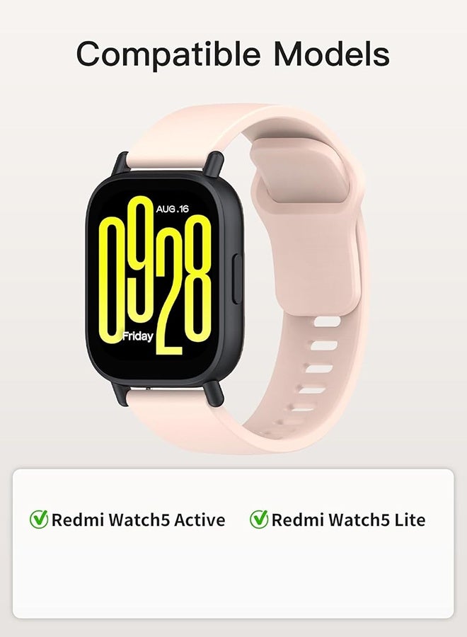 Wffo 3 Pcs Silicone Strap Compatible with Redmi Watch 5 Active/Redmi Watch 5 Lite - Soft Silicone Breathable Strap Sport Band for Men Women (Light Pink/White/Ink Blue) - Image 2